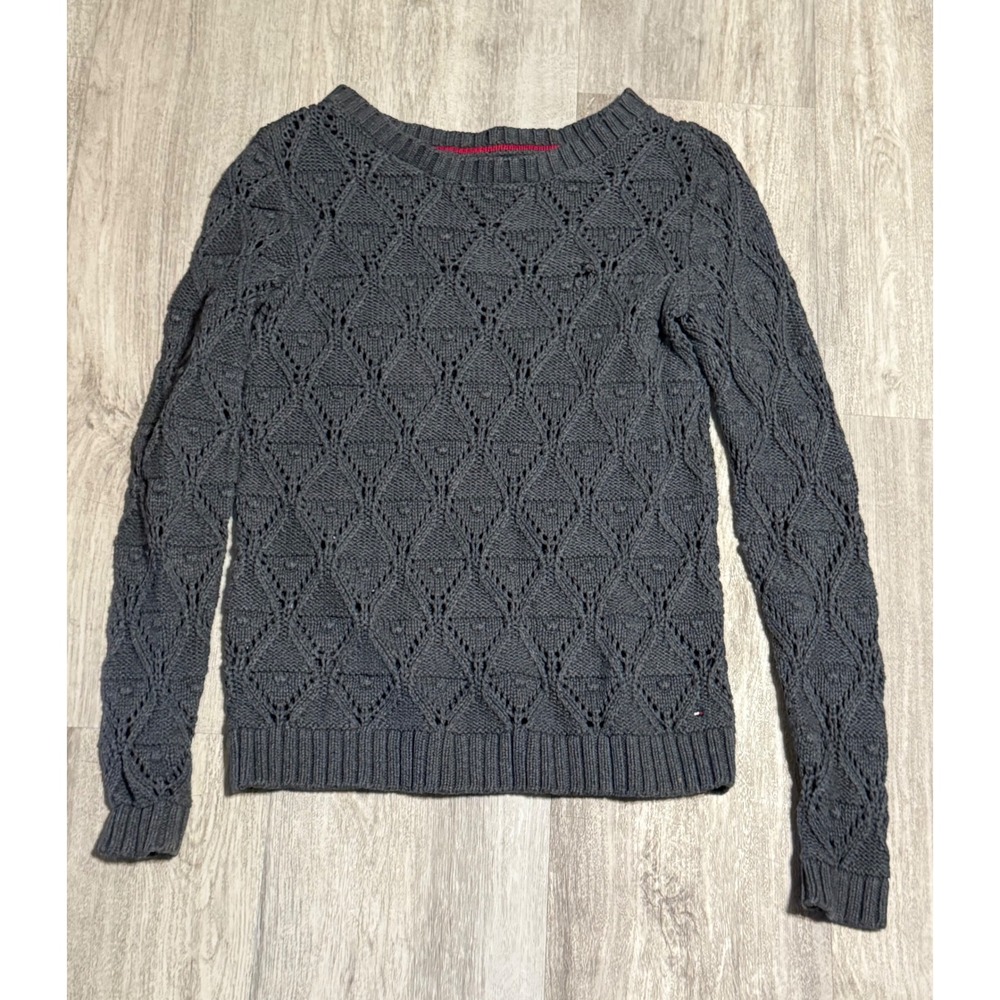 Tommy Hilfiger Gray Knit Sweater Open Stitch Women's Small